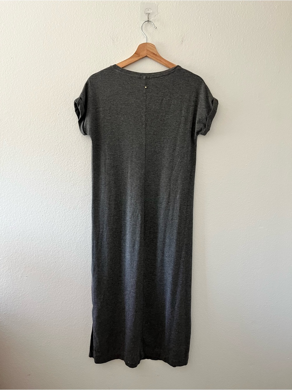 Cuyana Pima Cotton V-Neck Short Sleeve T-Shirt Minimalist Casual Midi Dress SM - Picture 4 of 5